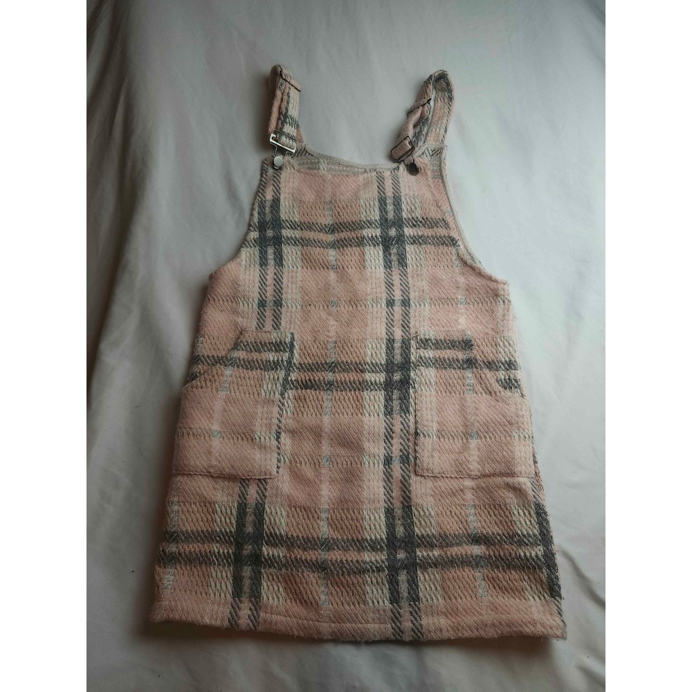 Paper Crane‎ Pink Plaid Wool Blend Pinafore Mini Dress Small